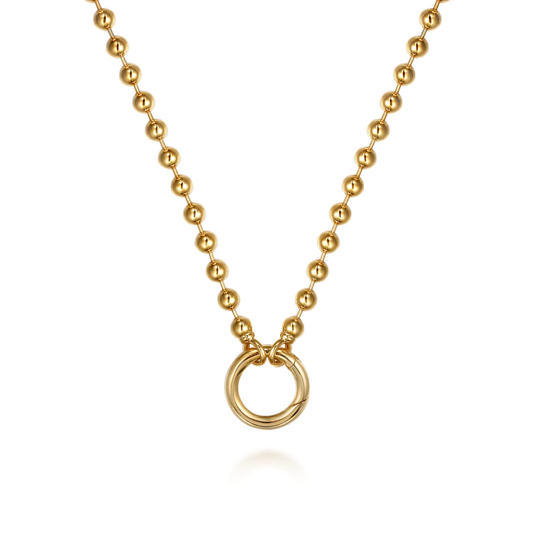 14K Yellow Gold Bujukan Beaded Chain Necklace - Shot 1