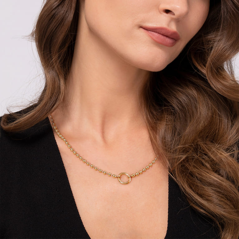 14K Yellow Gold Bujukan Beaded Chain Necklace - Shot 4