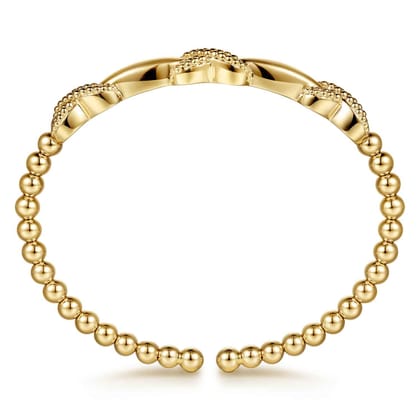 14K Yellow Gold Bujukan Beaded Cuff Bangle Bracelet