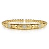 14K Yellow Gold Bujukan Beaded Diamond Cluster Cuff Bangle Bracelet - 0.35 ct