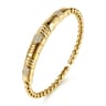 14K Yellow Gold Bujukan Beaded Diamond Cluster Cuff Bangle Bracelet - 0.35 ct