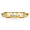 14K Yellow Gold Bujukan Beaded Diamond Cluster Cuff Bangle Bracelet - 0.35 ct