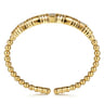14K Yellow Gold Bujukan Beaded Diamond Cluster Cuff Bangle Bracelet - 0.35 ct