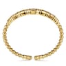 14K Yellow Gold Bujukan Beaded Diamond Cluster Cuff Bangle Bracelet - 0.35 ct