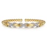 14K Yellow Gold Bujukan Beaded Diamond Criss Cross Cuff Bangle Bracelet - 0.5 ct