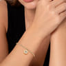 14K Yellow Gold Bujukan Beaded Diamond Paw Charm Cuff Bangle Bracelet - 0.08 ct