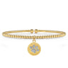 14K Yellow Gold Bujukan Beaded Diamond Paw Charm Cuff Bangle Bracelet - 0.08 ct