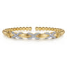 14K Yellow Gold Bujukan Beaded Diamond X Station Cuff Bangle Bracelet - 0.5 ct