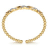 14K Yellow Gold Bujukan Beaded Diamond X Station Cuff Bangle Bracelet - 0.5 ct