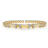 14K Yellow Gold Bujukan Beaded Diamond and Diamond Cut Station Cuff Bangle Bracelet - 0.5 ct