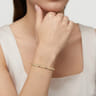 14K Yellow Gold Bujukan Beaded Diamond and Diamond Cut Station Cuff Bangle Bracelet - 0.5 ct
