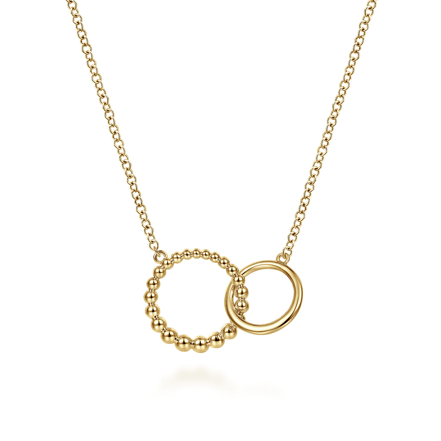 14K Yellow Gold Bujukan Beaded Double Circle Necklace - Shot 1