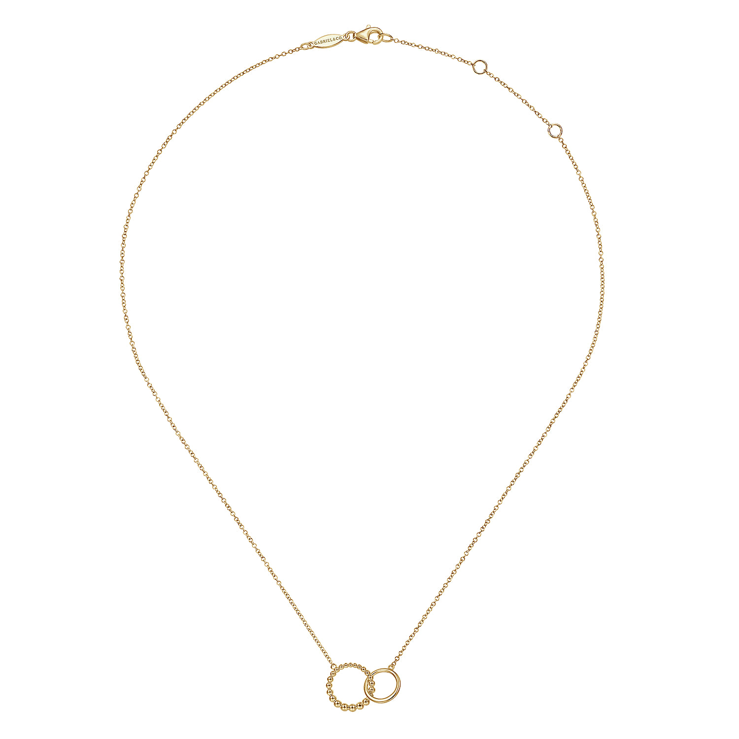 14K Yellow Gold Bujukan Beaded Double Circle Necklace - Shot 2