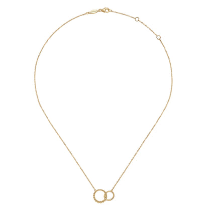 14K Yellow Gold Bujukan Beaded Double Circle Necklace
