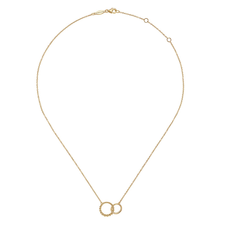 14K Yellow Gold Bujukan Beaded Double Circle Necklace - Shot 2