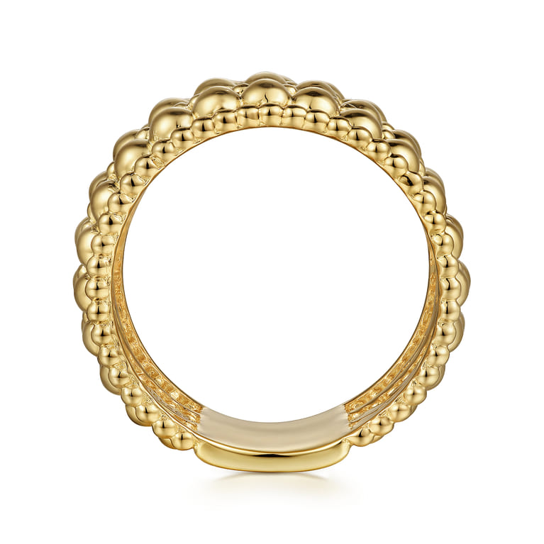 14K Yellow Gold Bujukan Beaded Easy Stackable Ring - Shot 2