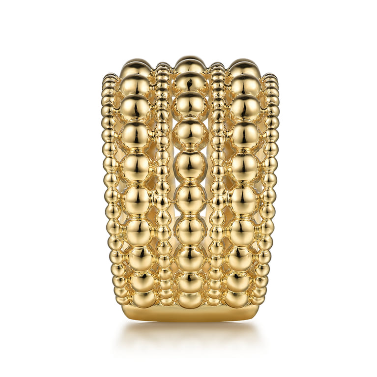 14K Yellow Gold Bujukan Beaded Easy Stackable Ring - Shot 4