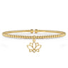 14K Yellow Gold Bujukan Beaded Flower Charm Cuff Bangle Bracelet