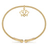 14K Yellow Gold Bujukan Beaded Flower Charm Cuff Bangle Bracelet