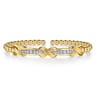 14K Yellow Gold Bujukan Beaded Graduating Diamond Criss Cross Cuff Bangle Bracelet - 0.35 ct