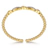 14K Yellow Gold Bujukan Beaded Graduating Diamond Criss Cross Cuff Bangle Bracelet - 0.35 ct