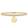 14K Yellow Gold Bujukan Beaded Initial A Cuff Bangle Bracelet