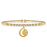 14K Yellow Gold Bujukan Beaded Moon and Diamond Star Cuff Bangle Bracelet - 0.01 ct