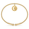 14K Yellow Gold Bujukan Beaded Moon and Diamond Star Cuff Bangle Bracelet - 0.01 ct