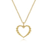 14K Yellow Gold Bujukan Beaded Open Heart Pendant Necklace