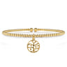 14K Yellow Gold Bujukan Beaded Tree of Life Charm Cuff Bangle Bracelet
