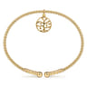 14K Yellow Gold Bujukan Beaded Tree of Life Charm Cuff Bangle Bracelet