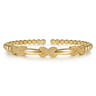 14K Yellow Gold Bujukan Beaded X Station Cuff Bangle Bracelet