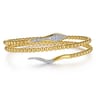 14K Yellow Gold Bujukan Beaded and Diamond Snake Wrapped Bangle Bracelet - 0.35 ct