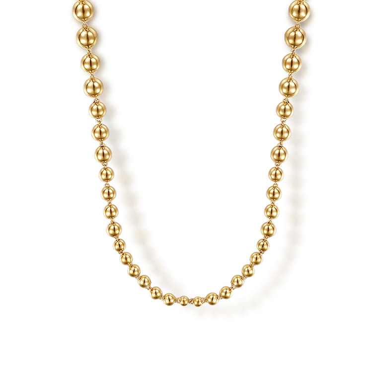 14K Yellow Gold Bujukan Beads Chain Necklace - Shot 1