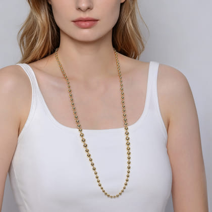 14K Yellow Gold Bujukan Beads Chain Necklace