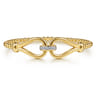 14K Yellow Gold Bujukan Beads Diamond Horseshoe Cuff Bangle Bracelet - 0.08 ct