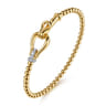 14K Yellow Gold Bujukan Beads Diamond Horseshoe Cuff Bangle Bracelet - 0.17 ct