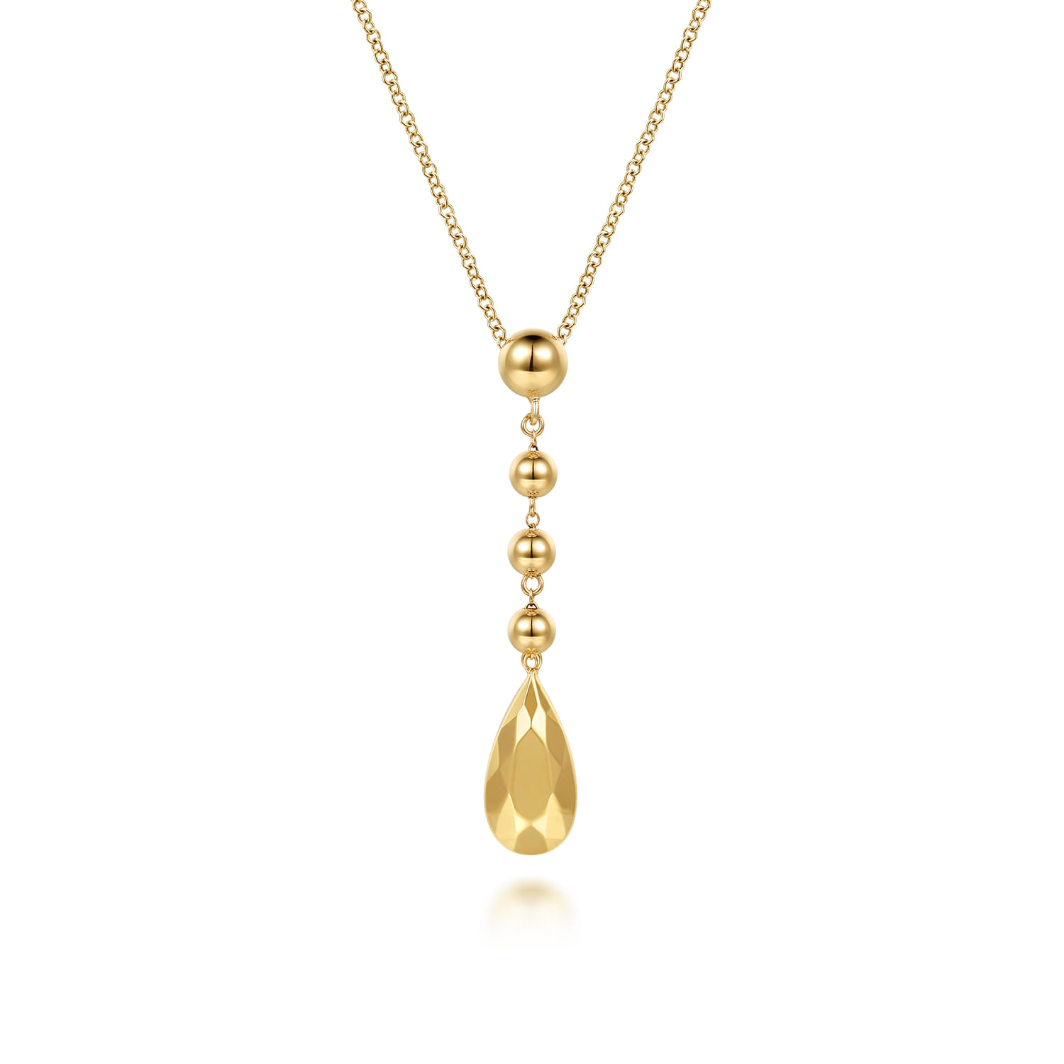 14K Yellow Gold Bujukan Beads Drop Necklace - Shot 1