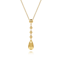 14K Yellow Gold Bujukan Beads Drop Necklace