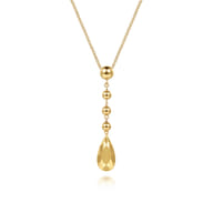14K Yellow Gold Bujukan Beads Drop Necklace