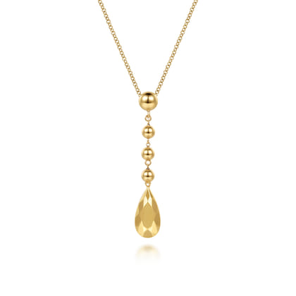14K Yellow Gold Bujukan Beads Drop Necklace