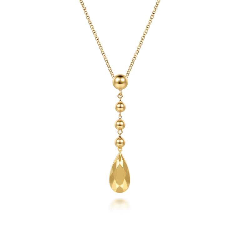 14K Yellow Gold Bujukan Beads Drop Necklace - Shot 1