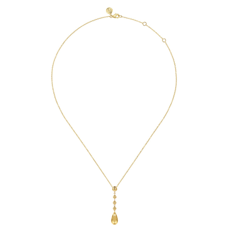 14K Yellow Gold Bujukan Beads Drop Necklace - Shot 2