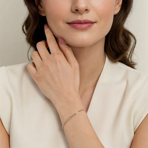 14K Yellow Gold Bujukan Beads Link Chain Bracelet