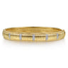 14K Yellow Gold Bujukan Beads Shrimp and Diamond Station Cuff Bangle Bracelet - 0.2 ct