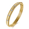 14K Yellow Gold Bujukan Beads Shrimp and Diamond Station Cuff Bangle Bracelet - 0.2 ct