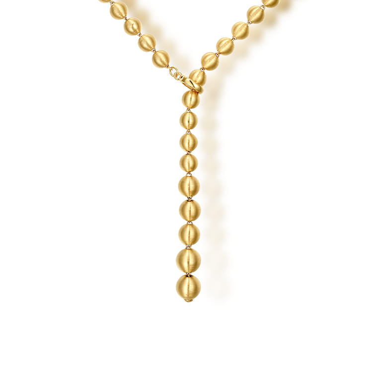 14K Yellow Gold Bujukan Beads Y Necklace - Shot 1