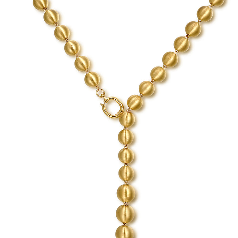 14K Yellow Gold Bujukan Beads Y Necklace - Shot 4