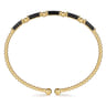 14K Yellow Gold Bujukan Beads and Black Enamel Split Bangle Bracelet