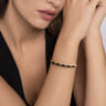 14K Yellow Gold Bujukan Beads and Black Enamel Split Bangle Bracelet